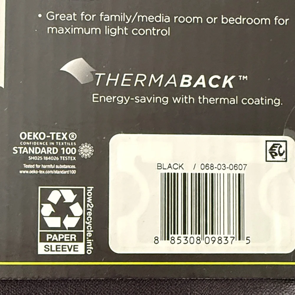 NWT Eclipse Blackout Curtain Panels in Black - Pack of 2 - Picture 11 of 13